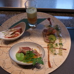 佐賀牛 季楽 銀座  - 鉄板焼きディナーコース「三右衛門」　前菜の盛合わせ～佐賀の彩りー