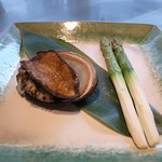 佐賀牛 季楽 銀座  - 鉄板焼きディナーコース「三右衛門」　鮑の鉄板焼き