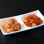 Assortment of two types of kimchi