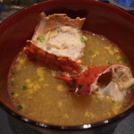 佐賀牛 季楽 銀座  - 伊勢エビの刺身で使った頭の出汁を生かした味噌汁