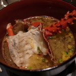 佐賀牛 季楽 銀座  - 伊勢エビの刺身で使った頭の出汁を生かした味噌汁