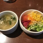 Oumigyuudaininguokaki - スープとサラダ