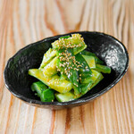 Seared cucumber with mustard miso