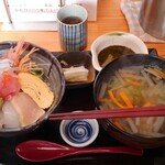 塩竈市場食堂 - 朝丼+塩竃汁+ぎばさ