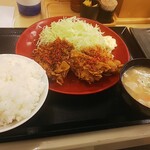 Katsuya - コーンフレークかつ定食、ライス大盛り変更、メンチカツ