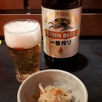 昭和レトロ酒場 富岡下町劇場 - 瓶ビール(中)とお通し