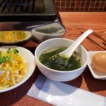 Yakiniku Sankin - 焼肉定食 Bセット ごはん･サラダ･スープ･たまご付き
