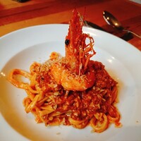 ビストリア 魚タリアン - 魚介ミートソースパスタ、お肉使ってないとのことだけど、お肉感ある！