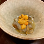 つる由 - 雲丹となめこと大根おろし