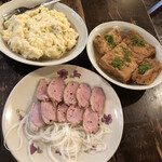 濱田屋 - ポテサラ&厚揚げ煮込み&鴨ロース