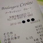 Boulangerie Croute - レシート