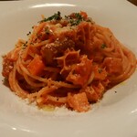 カンティーナ・ド・マッソ - 牛蒡、蓮根、トリッパのラグーソースのスパゲティ