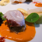 ビストロアム - 前菜：2枚とも手前が水蛸、奥が墨烏賊