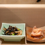 うを徳 - 2020.3 聖護院蕪の切り干し ヒジキ 鹿児島空豆、和歌山新生姜甘酢漬け