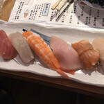 廻鮮寿司 塩釜港 - レディースランチ1000円マグロ、スズキ、赤貝、帆立、蒸し海老