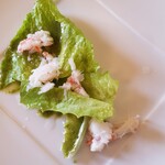 アル・ケッチァーノ - ◆「齋藤さんのローメインレタスに接着させたズワイガニとだだちゃ豆」