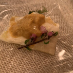 神田小川町 幻のイタリアン カンティーニ - 湯葉とウニと海ブドウ　一緒に食べたら美味！！