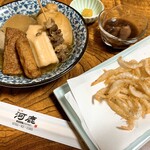 河鹿 - おでんと白海老の唐揚げ