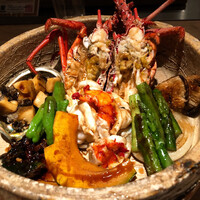 京風鉄板 はせ川 - 活伊勢海老と活鮑と野菜