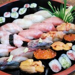 Sushi Tetsu - 特上握り寿司(上から撮影)
