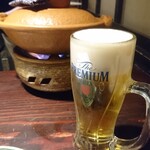 いかの墨 - 生ビールとお通し
