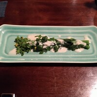 蕎麦懐石 無庵 - 菜花の温野菜は、温かく、ほろ苦く、甘い。