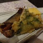 食彩庵 わたつみ - 鰯の蒲焼き・白魚の紫蘇巻き揚げ・出汁巻き玉子