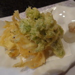 食彩庵 わたつみ - 白魚の掻き揚げ・アスパラの天麩羅