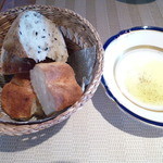 オステリア イニッツィオ - パスタに付くパンとオリーブオイル～温かです