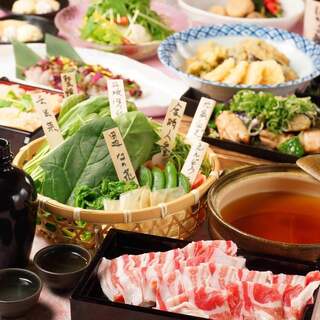 [All-you-can-eat] All-you-can-eat menu of Iberico pork and Kyoto vegetable shabu shabu