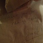 D J A N G O - 残ったベーグルを入れてくださった袋にはJACKさんの手書きのメッセージが！