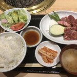 Kurogewagyuu Yakiniku Ichi - ハラミ定食お肉1.5倍。ほんまに？肉眼で見るとちょっと残念。