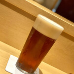 銀座 しのはら - さっそく、アサヒ生ビール「琥珀の時間」をお願い。