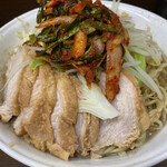 ラーメン二郎 - 大豚ラーメン ニラキムチ追加 ニンニクコール