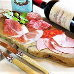 Assorted salami, ham, and olives from all over Italy