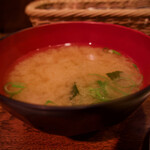 かつれつ四谷たけだ - 【カキバター焼定食 1550 + 肉増し 400】　味噌汁