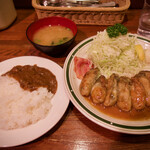 かつれつ四谷たけだ - 【カキバター焼定食 1550 + 肉増し 400】