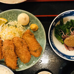 市場亭 - カキフライとホタルイカの酢味噌和え