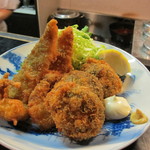 燗酒屋 - 椎茸と槍烏賊のフライ