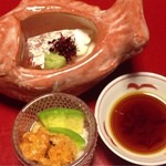Hiiragiya - 鯛、鯛白子、鯛煮こごり、うに、山芋