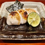 銀座 しのはら - 焼き白子（追加メニュー）～半端なく綺麗で魅力的なぷりぷりした白子。今年はかなり虎河豚の白子を頂く機会が多かったが、その中でも最高に美味しい白子でしたね。♫