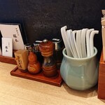 中華そば 勝本 - カウンターの調度