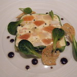 レザンファン ギャテ - （本日のテリーヌ）サーモンと帆立とズワイ蟹とジャガイモのクリームソースのテリーヌ