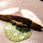 炭火割烹 白坂 - 鰆の炭火焼き　木の芽味噌ソース 