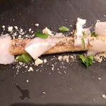 チャコール クッキング ツクバ マイス - イタリア　ホワイトアスパラのアンチョビバターソテー　豚脂のハムのせ