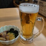 すし松 - 生ビール＋ホタルイカの酢味噌和え759円