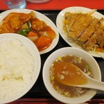 中華 珍来麺工房 - ・「2品定食 鶏肉の甘酢ソース＆酢豚(¥750)」 