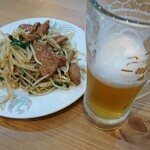 中華飯店 福源 - レバニラ、ビール