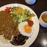 酒喰BAR町 - ハンバーグセット（カレーうどんハンバーグ）