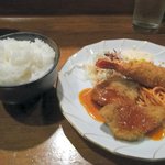 サンセール - 一口ビフカツと海老フライ定食（スープ、サラダ付き）　840円